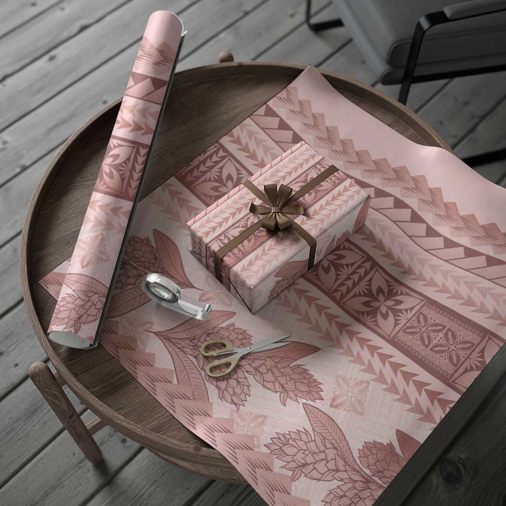 Pastel Pink Samoa Siapo Teuila Flowers Wrapping Paper LT14 - Polynesian Pride