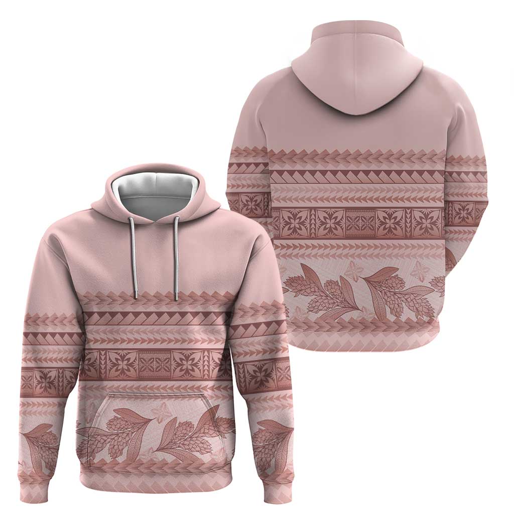 Pastel Pink Samoa Siapo Teuila Flowers Zip Hoodie - Polynesian Pride