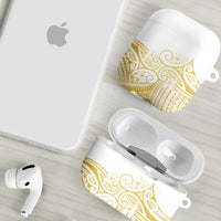 Polynesia White Sunday AirPods Case Plumeria Polynesian Tribal Gold Color - Polynesian Pride