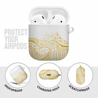 Polynesia White Sunday AirPods Case Plumeria Polynesian Tribal Gold Color - Polynesian Pride