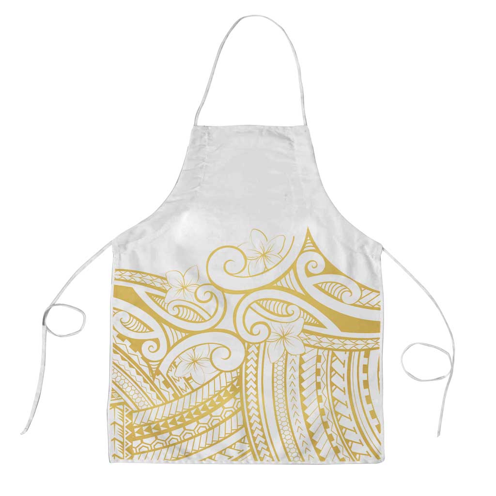 Polynesia White Sunday Apron Plumeria Polynesian Tribal Gold Color LT14 White - Polynesian Pride