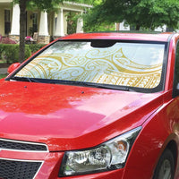 Polynesia White Sunday Auto Sun Shade Plumeria Polynesian Tribal Gold Color LT14 - Polynesian Pride