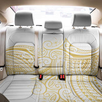 Polynesia White Sunday Back Car Seat Cover Plumeria Polynesian Tribal Gold Color - Polynesian Pride