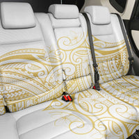 Polynesia White Sunday Back Car Seat Cover Plumeria Polynesian Tribal Gold Color - Polynesian Pride