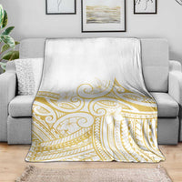 Polynesia White Sunday Blanket Plumeria Polynesian Tribal Gold Color LT14 - Polynesian Pride