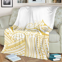 Polynesia White Sunday Blanket Plumeria Polynesian Tribal Gold Color LT14 - Polynesian Pride