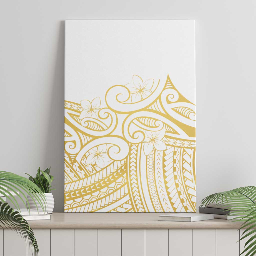Polynesia White Sunday Canvas Wall Art Plumeria Polynesian Tribal Gold Color LT14 - Polynesian Pride