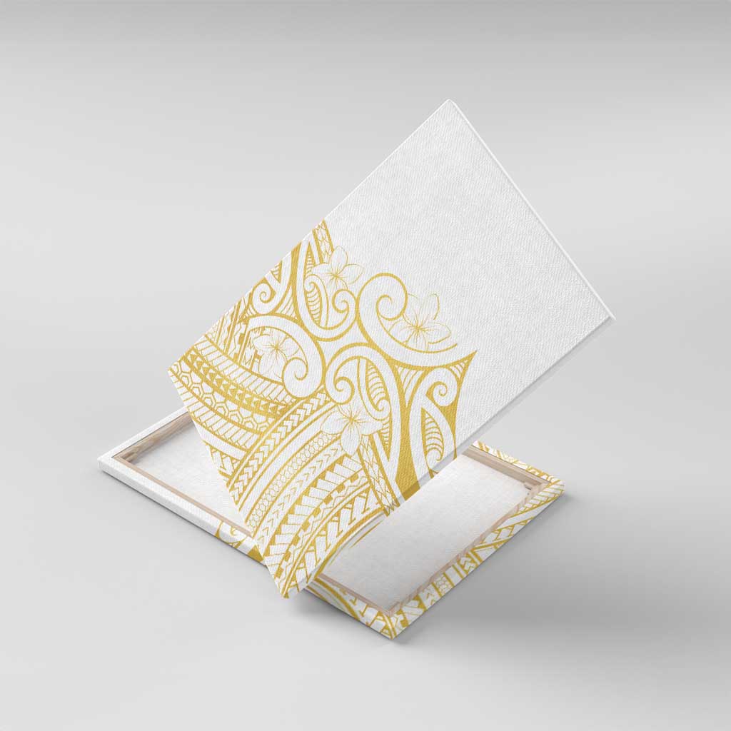 Polynesia White Sunday Canvas Wall Art Plumeria Polynesian Tribal Gold Color LT14 With Frame White - Polynesian Pride