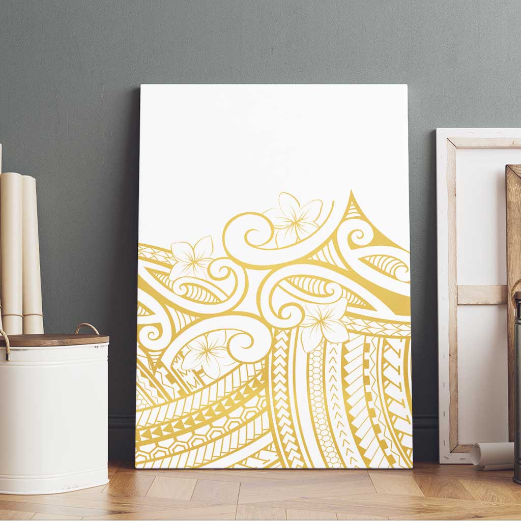 Polynesia White Sunday Canvas Wall Art Plumeria Polynesian Tribal Gold Color LT14 - Polynesian Pride
