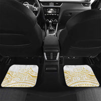 Polynesia White Sunday Car Mats Plumeria Polynesian Tribal Gold Color LT14 Set 2pcs - Back White - Polynesian Pride