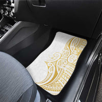 Polynesia White Sunday Car Mats Plumeria Polynesian Tribal Gold Color LT14 - Polynesian Pride