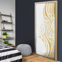 Polynesia White Sunday Door Cover Plumeria Polynesian Tribal Gold Color LT14 - Polynesian Pride
