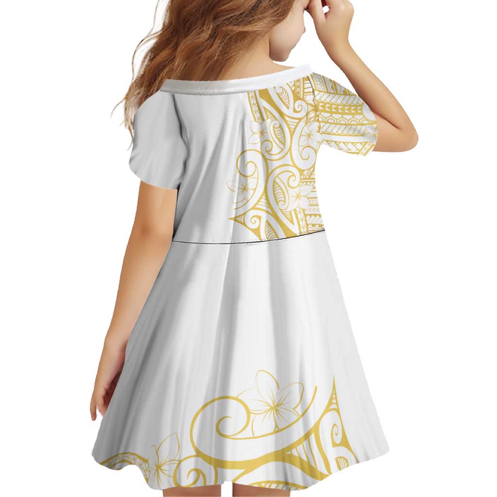 Polynesia White Sunday Family Matching Puletasi and Hawaiian Shirt Plumeria Polynesian Tribal Gold Color LT14 - Polynesian Pride