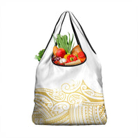Polynesia White Sunday Grocery Bag Plumeria Polynesian Tribal Gold Color LT14 1-pack One Size White - Polynesian Pride