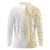 Polynesia White Sunday Long Sleeve Polo Shirt Plumeria Polynesian Tribal Gold Color - Polynesian Pride