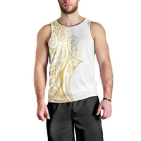 Polynesia White Sunday Men Tank Top Plumeria Polynesian Tribal Gold Color LT14 - Polynesian Pride