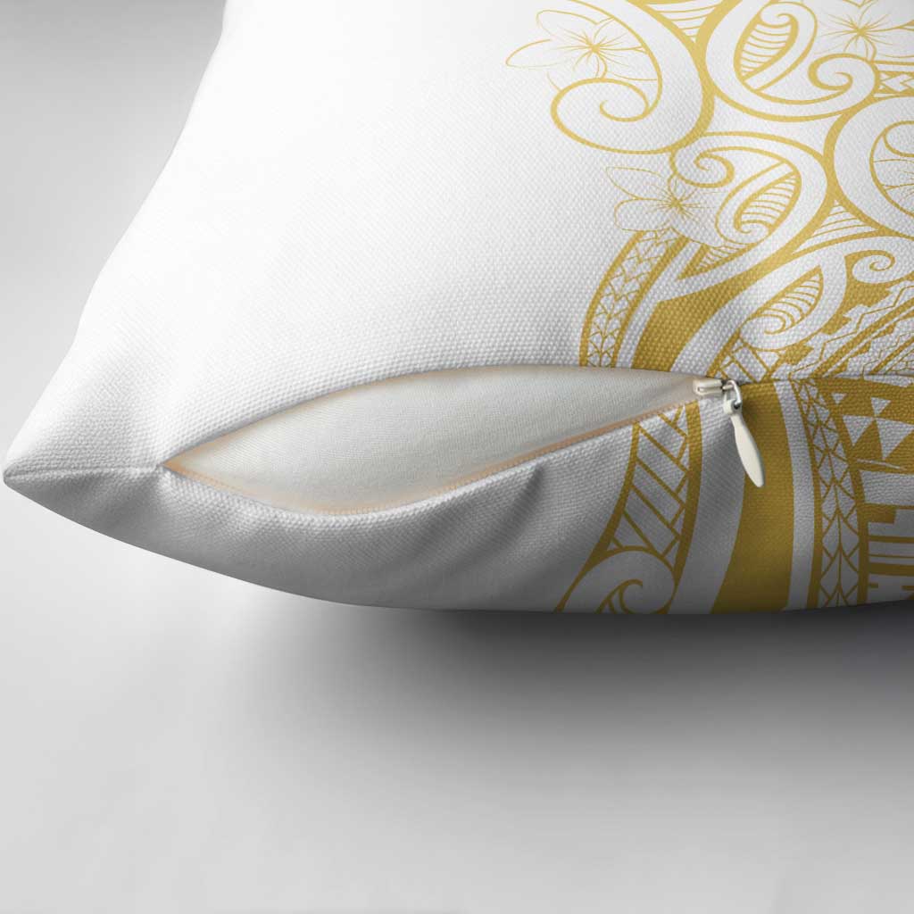 Polynesia White Sunday Pillow Cover Plumeria Polynesian Tribal Gold Color - Polynesian Pride