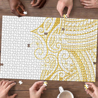 Polynesia White Sunday Puzzle Plumeria Polynesian Tribal Gold Color LT14 - Polynesian Pride