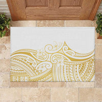 Polynesia White Sunday Rubber Doormat Plumeria Polynesian Tribal Gold Color LT14 White - Polynesian Pride