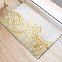 Polynesia White Sunday Rubber Doormat Plumeria Polynesian Tribal Gold Color LT14 - Polynesian Pride