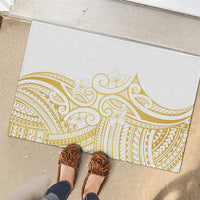Polynesia White Sunday Rubber Doormat Plumeria Polynesian Tribal Gold Color LT14 - Polynesian Pride