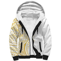 Polynesia White Sunday Sherpa Hoodie Plumeria Polynesian Tribal Gold Color LT14 Unisex White - Polynesian Pride