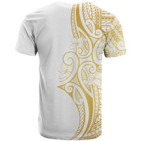 Polynesia White Sunday T Shirt Plumeria Polynesian Tribal Gold Color - Polynesian Pride