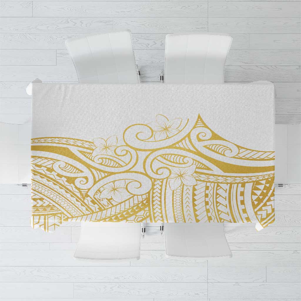 Polynesia White Sunday Tablecloth Plumeria Polynesian Tribal Gold Color LT14 White - Polynesian Pride