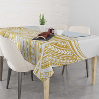 Polynesia White Sunday Tablecloth Plumeria Polynesian Tribal Gold Color LT14 - Polynesian Pride
