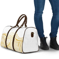 Polynesia White Sunday Travel Bag Plumeria Polynesian Tribal Gold Color - Polynesian Pride