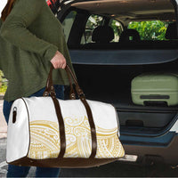 Polynesia White Sunday Travel Bag Plumeria Polynesian Tribal Gold Color - Polynesian Pride