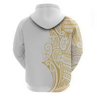 Polynesia White Sunday Zip Hoodie Plumeria Polynesian Tribal Gold Color - Polynesian Pride