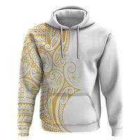 Polynesia White Sunday Zip Hoodie Plumeria Polynesian Tribal Gold Color - Polynesian Pride