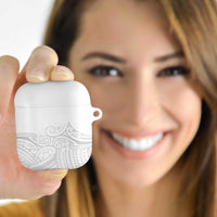 Polynesia White Sunday AirPods Case Plumeria Polynesian Tribal Grey Color - Polynesian Pride