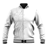 Polynesia White Sunday Baseball Jacket Plumeria Polynesian Tribal Grey Color LT14 Unisex White - Polynesian Pride
