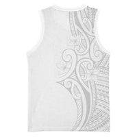 Polynesia White Sunday Basketball Jersey Plumeria Polynesian Tribal Grey Color LT14 - Polynesian Pride