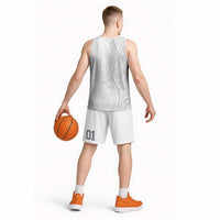 Polynesia White Sunday Basketball Jersey Plumeria Polynesian Tribal Grey Color LT14 - Polynesian Pride
