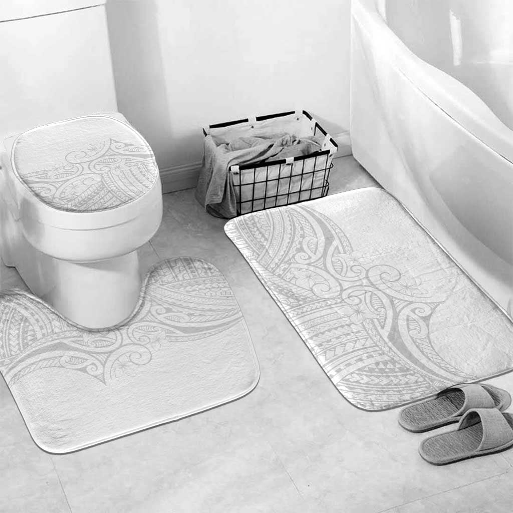 Polynesia White Sunday Bathroom Set Plumeria Polynesian Tribal Grey Color LT14 Mat Set Only (3 pcs) One Size White - Polynesian Pride