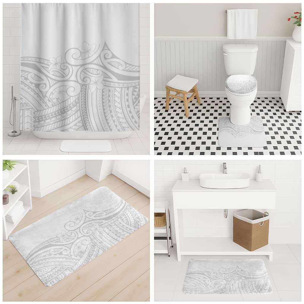 Polynesia White Sunday Bathroom Set Plumeria Polynesian Tribal Grey Color LT14 - Polynesian Pride