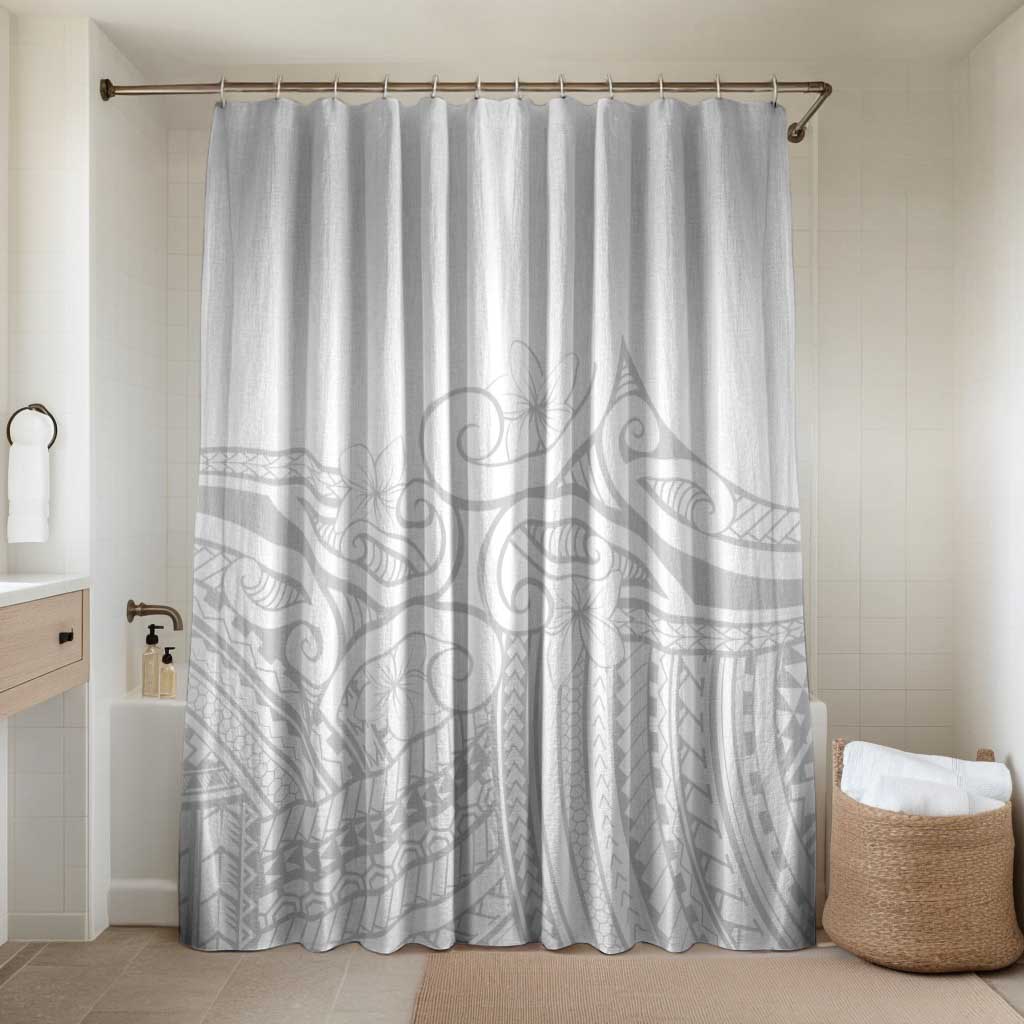 Polynesia White Sunday Bathroom Set Plumeria Polynesian Tribal Grey Color LT14 Shower Curtain Only White - Polynesian Pride