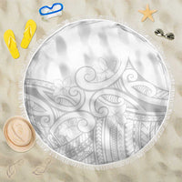 Polynesia White Sunday Beach Blanket Plumeria Polynesian Tribal Grey Color LT14 One Size 150cm White - Polynesian Pride