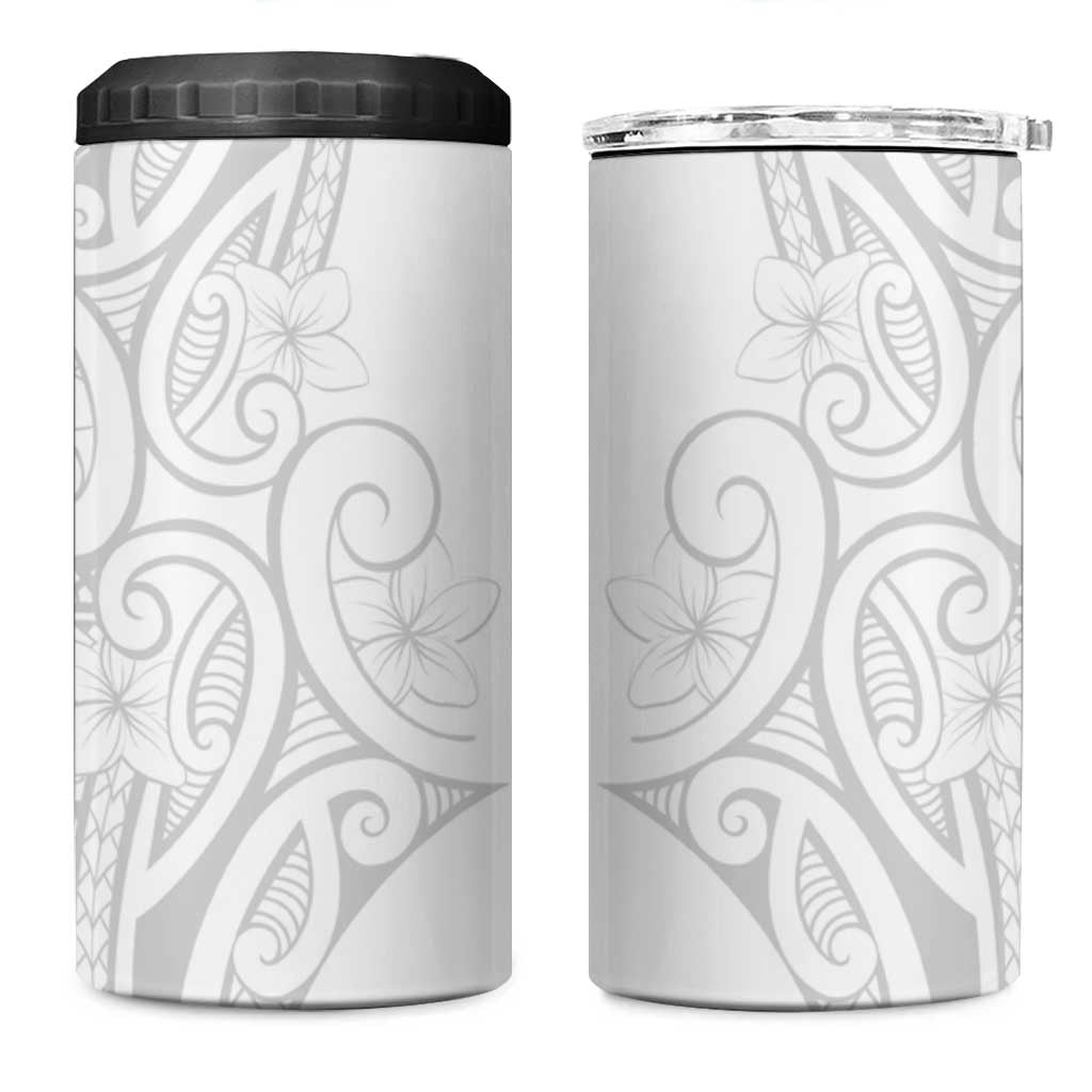 Polynesia White Sunday 4 in 1 Can Cooler Tumbler Plumeria Polynesian Tribal Grey Color LT14 One Size: 16 oz White - Polynesian Pride