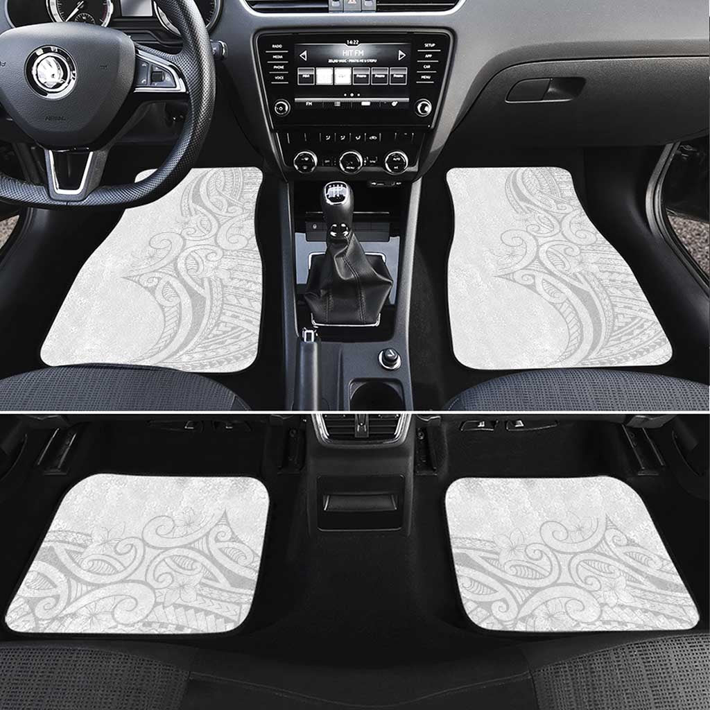 Polynesia White Sunday Car Mats Plumeria Polynesian Tribal Grey Color LT14 Set 4pcs White - Polynesian Pride