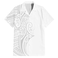 Polynesia White Sunday Family Matching Short Sleeve Bodycon Dress and Hawaiian Shirt Plumeria Polynesian Tribal Grey Color - Polynesian Pride