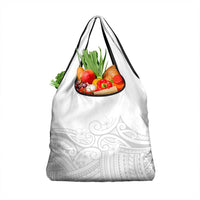 Polynesia White Sunday Grocery Bag Plumeria Polynesian Tribal Grey Color LT14 1-pack One Size White - Polynesian Pride