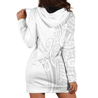 Polynesia White Sunday Hoodie Dress Plumeria Polynesian Tribal Grey Color - Polynesian Pride