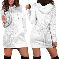 Polynesia White Sunday Hoodie Dress Plumeria Polynesian Tribal Grey Color - Polynesian Pride