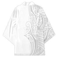 Polynesia White Sunday Kimono Plumeria Polynesian Tribal Grey Color - Polynesian Pride