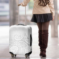 Polynesia White Sunday Luggage Cover Plumeria Polynesian Tribal Grey Color - Polynesian Pride