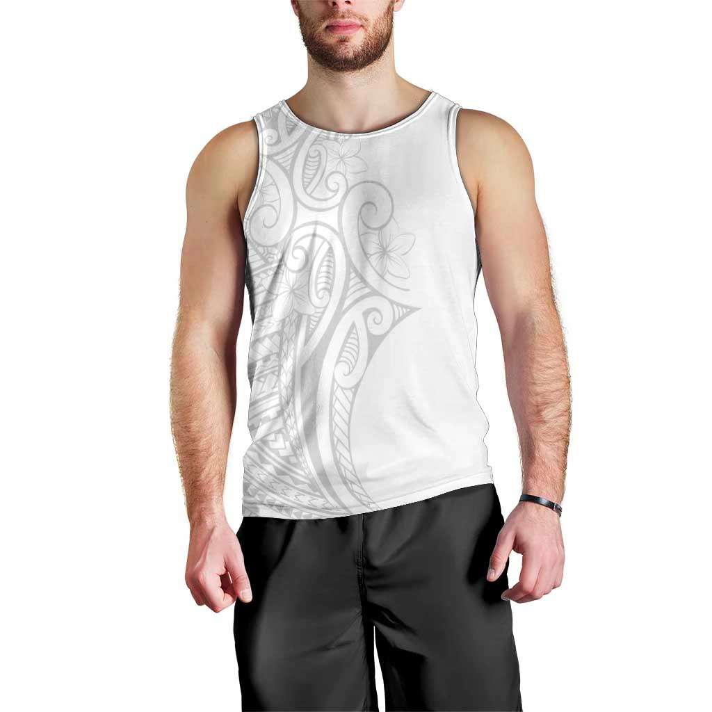Polynesia White Sunday Men Tank Top Plumeria Polynesian Tribal Grey Color LT14 - Polynesian Pride